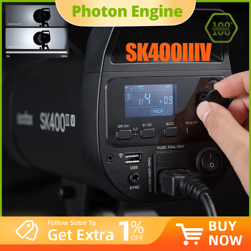 Studio Flash 400W Bowens Mount - Godox SK400IIIV内蔵2.4GワイヤレスXシステムプロフェッショナルコンパクトスタジオ400Wフラッシュボーエンズマウント（スタジオ撮影用）