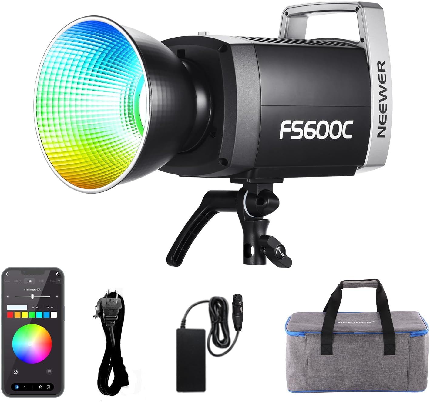 Studio Strobe Light 600W - NEEWER FS600C 600W RGB COB LEDビデオライト、APP