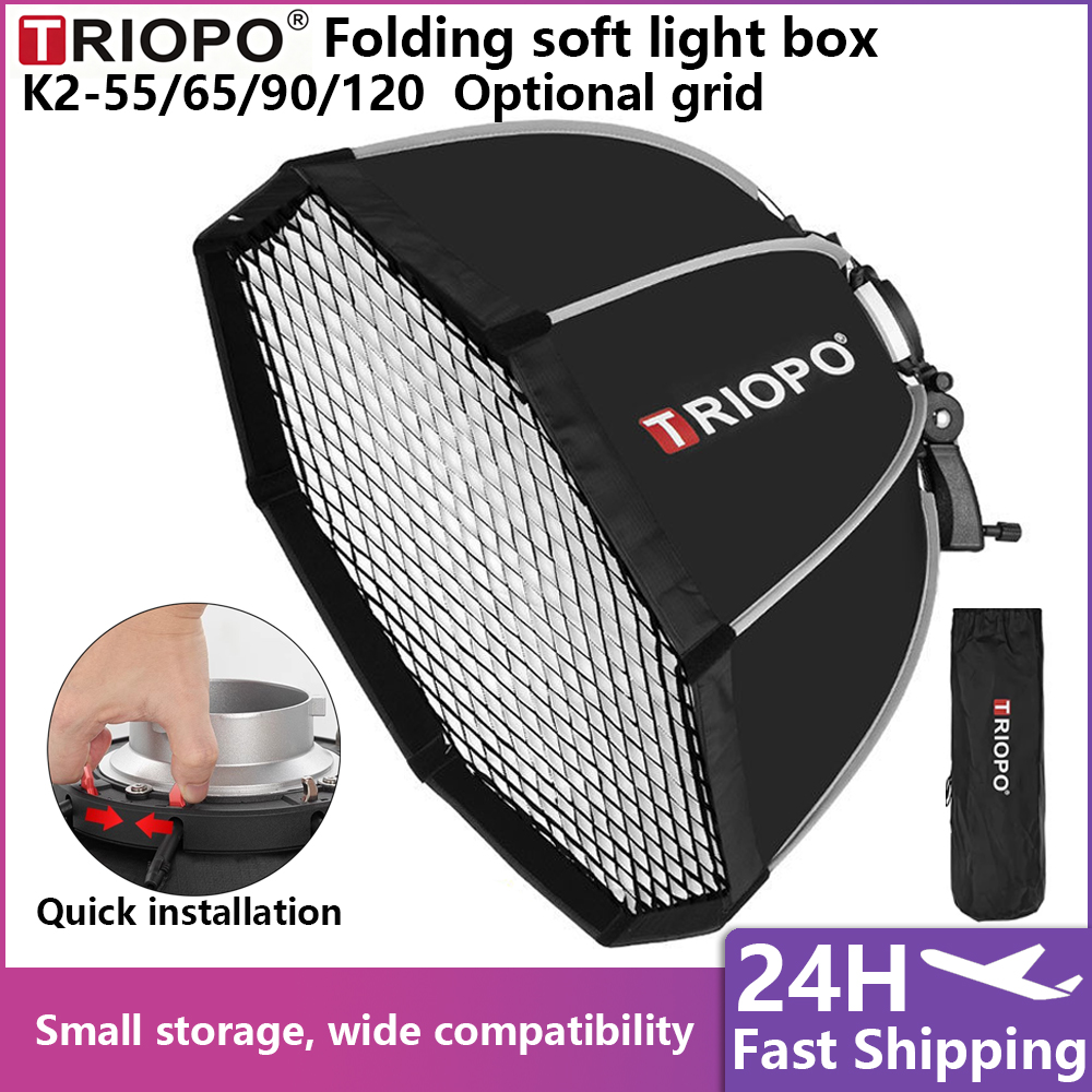 Softbox 120Cm Octagon - Triopo 55/65/90/120cm オクタゴンソフトボックス、ボーエンズマウントポータブルソフトボックス、ハニカムグリッド付き、Godox Jinbei スタジオストロボフラッシュ用