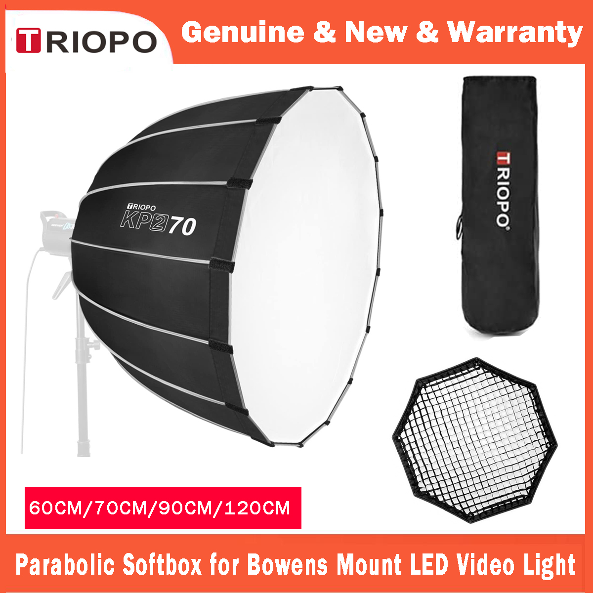 Softbox 120Cm Octagon - Triopo-ボードランプマウント,60cm,70cm,90cm,120cm,sokani x100用ソフトボックス,colornodoxフレキシブルLEDビデオライト,vs goox QR-P