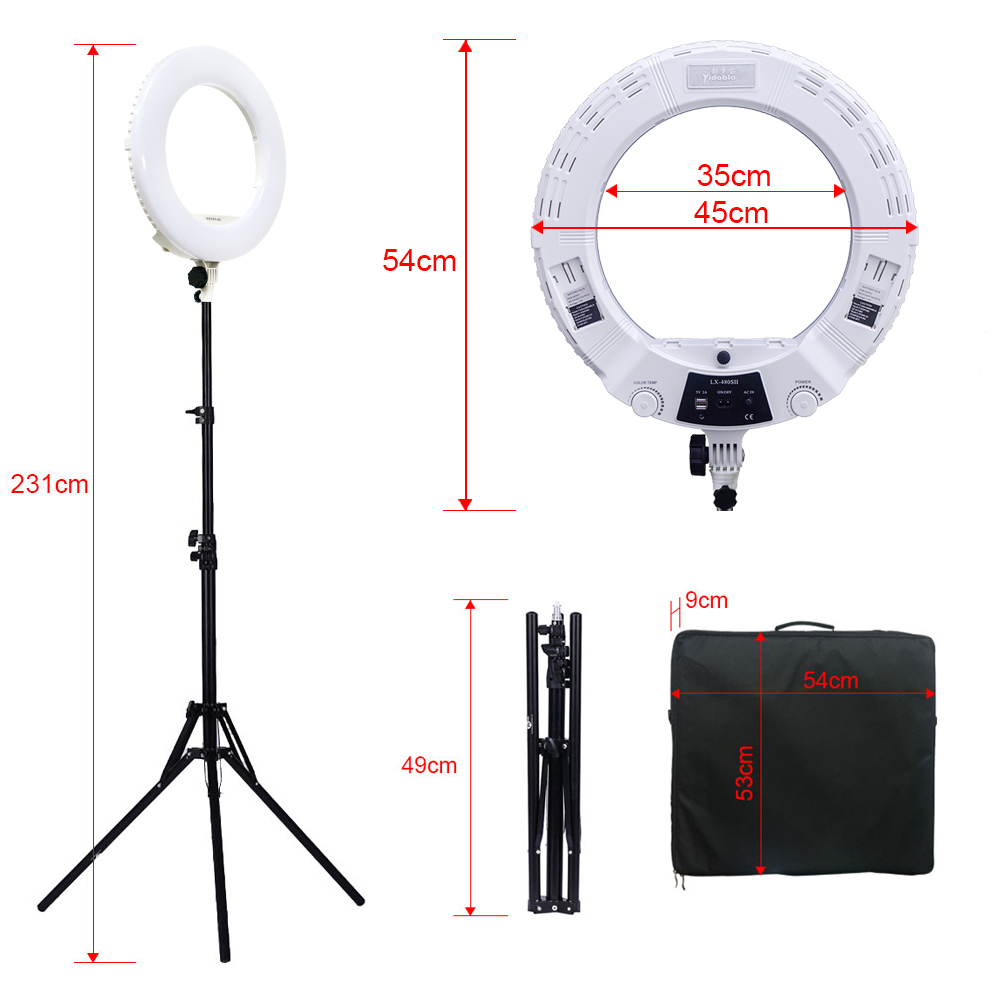 Ring Light 18 Inch Studio - Selfieリングライトランプ三脚18インチyidoblo LX-480SII ledビデオスタジオライト電話のカメラリングライト3200k-5500k