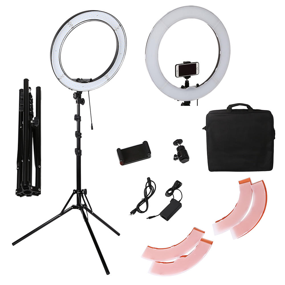 Ring Light 18 Inch Studio - 55 ワット 18 インチカメラ電話 LED リングライト写真スタジオ調光可能なリングランプスタンド三脚
