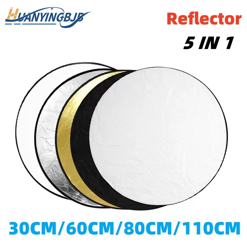 Reflector 5 In 1 110Cm - Huanyingbjb-ポータブル写真リフレクター,丸い折りたたみ式写真スタジオ,光ディフューザー,マルチカラー,屋外,60 cm, 80 cm, 110cm, 5