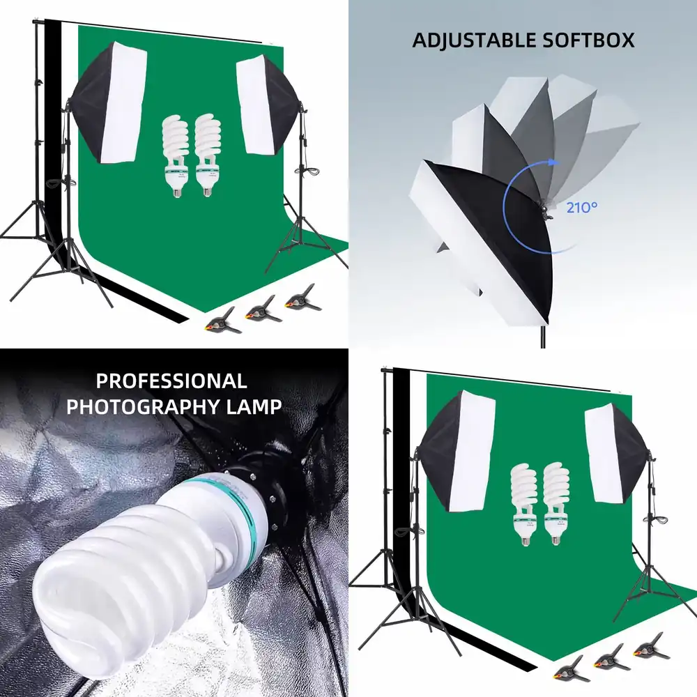 Photography Backdrop Stand Kit - 1つの写真スタジオ機材セット、2.6 * 3m背景スタンド、写真撮影用背景布セット、ソフトボックス、アンブレラ照明キット、持ち運び可能なハンドル付き