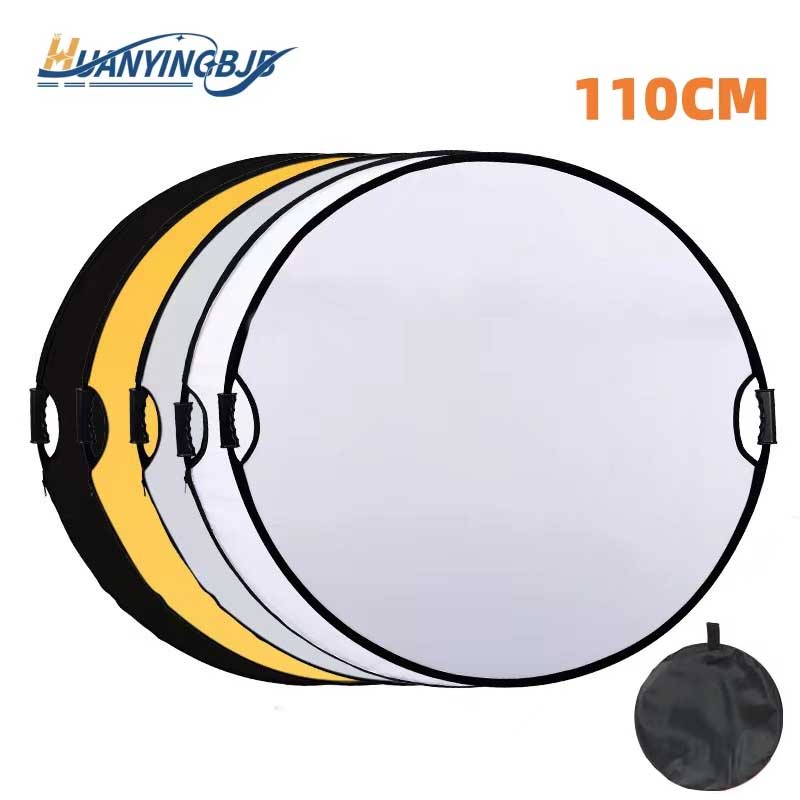 Reflector 5 In 1 110Cm - グリップ付き写真ディフューザー、スタジオライトリフレクター、折りたたみ式ポータブルハンドル、スタジオ屋外照明、5 in 1、110cm、43インチ
