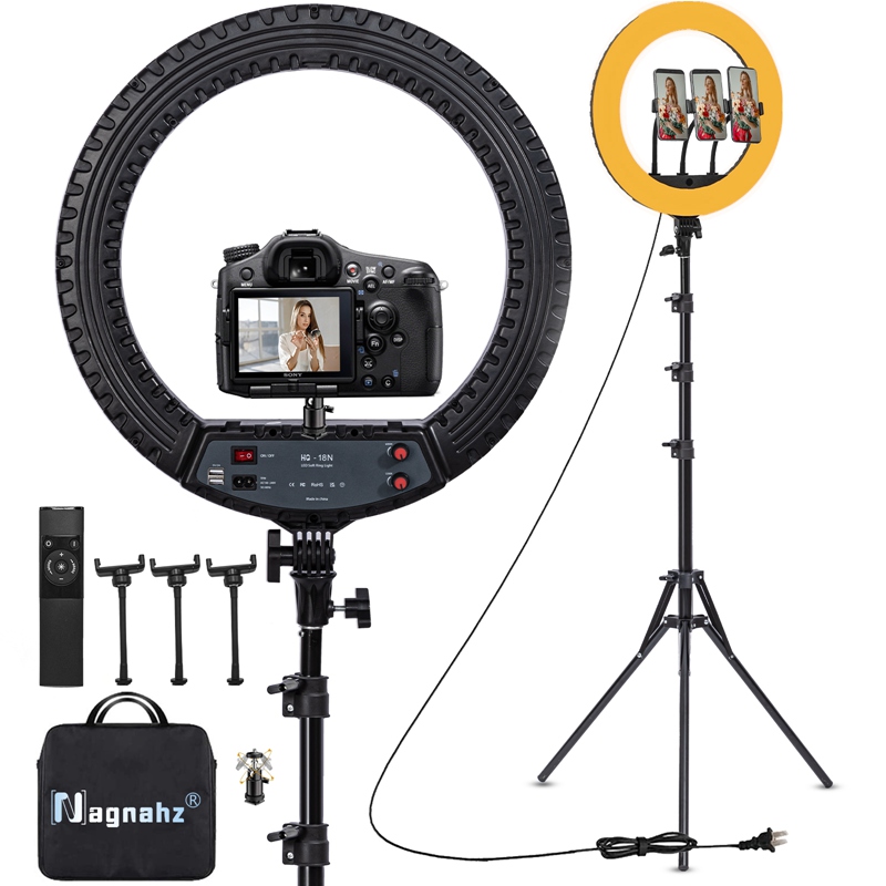Ring Light 18 Inch Studio - 18 インチリングライト三脚スタンド付き 55 ワット 3000-5800K CRI