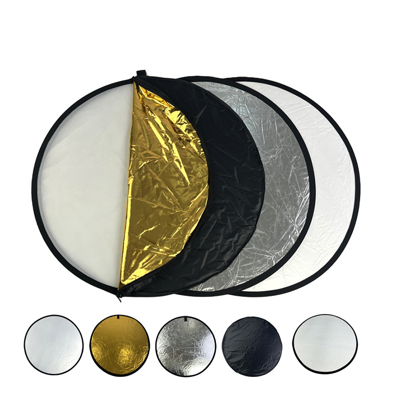 Reflector 5 In 1 110Cm - 写真用リフレクターセット、5-in-1スタイル、屋外写真ライブ照明、60/80/110cmから選択可能、携帯用で折りたたみ可能