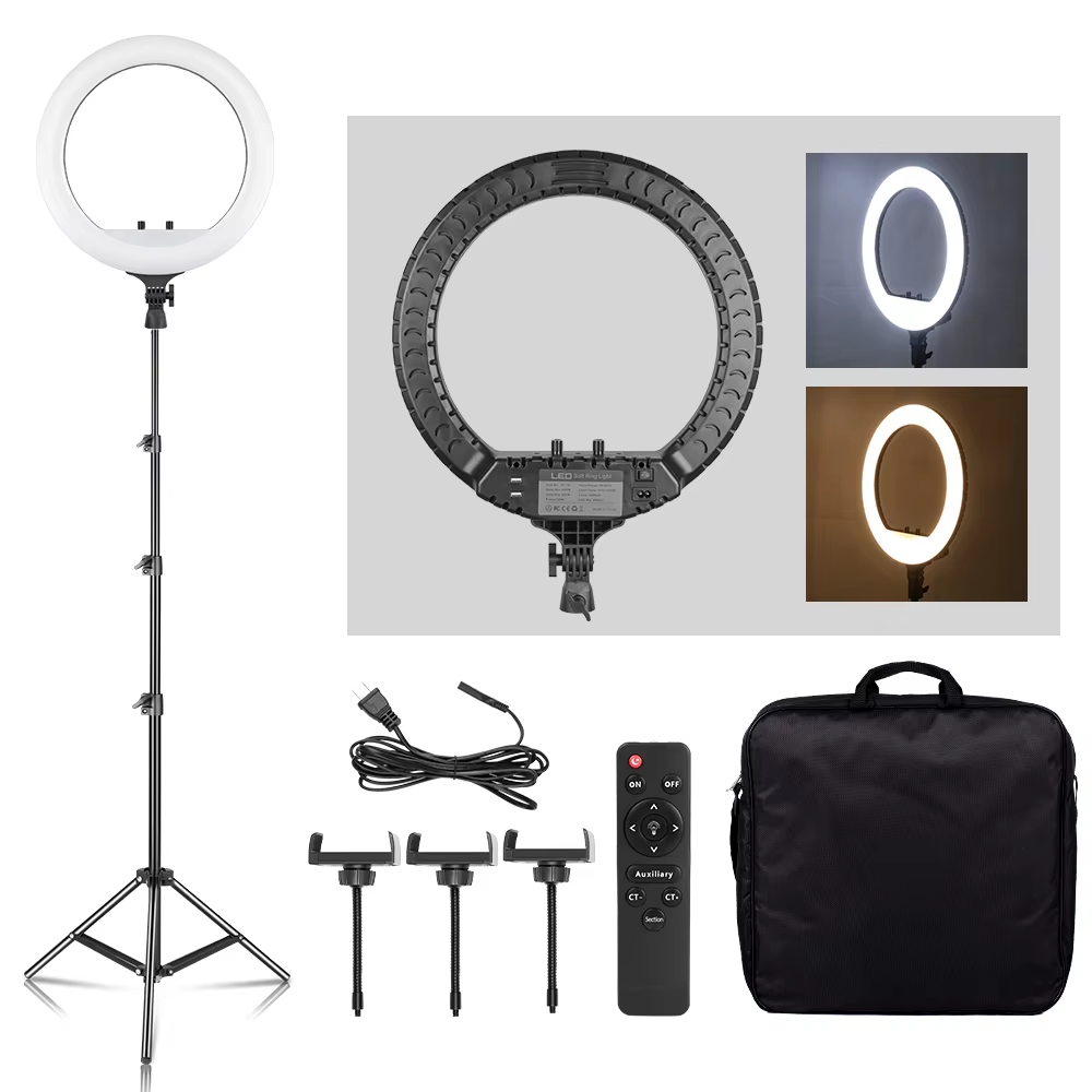 SH 18インチノブリングライトLEDセルフィービデオランプ - Ring Light 18 Inch Studio のレビューと価格