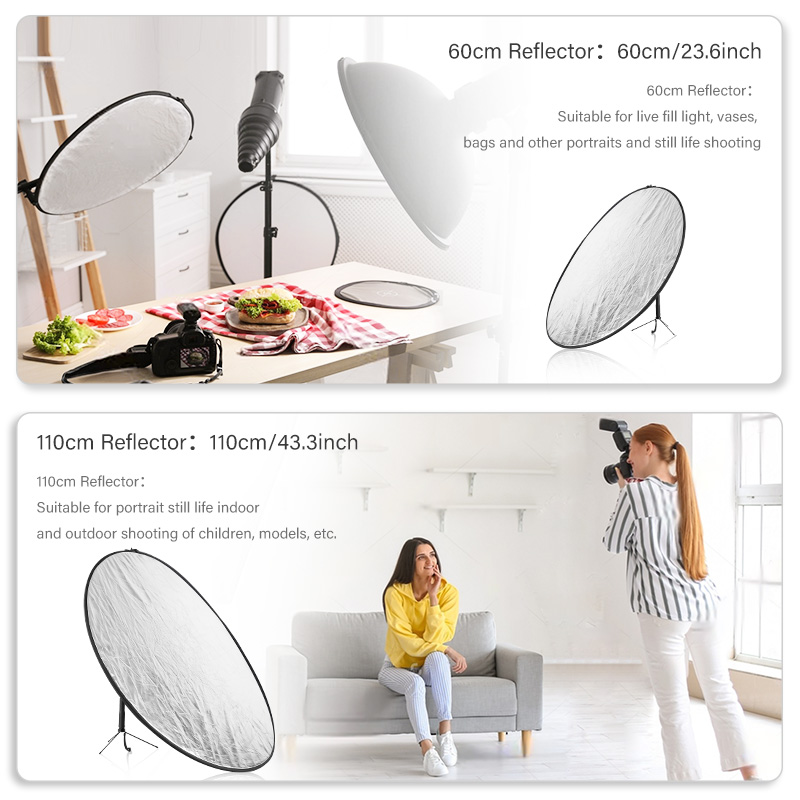 ポータブル折りたたみ式フォトライト,リフレクター,キャリング - Reflector 5 In 1 110Cm のレビューと価格