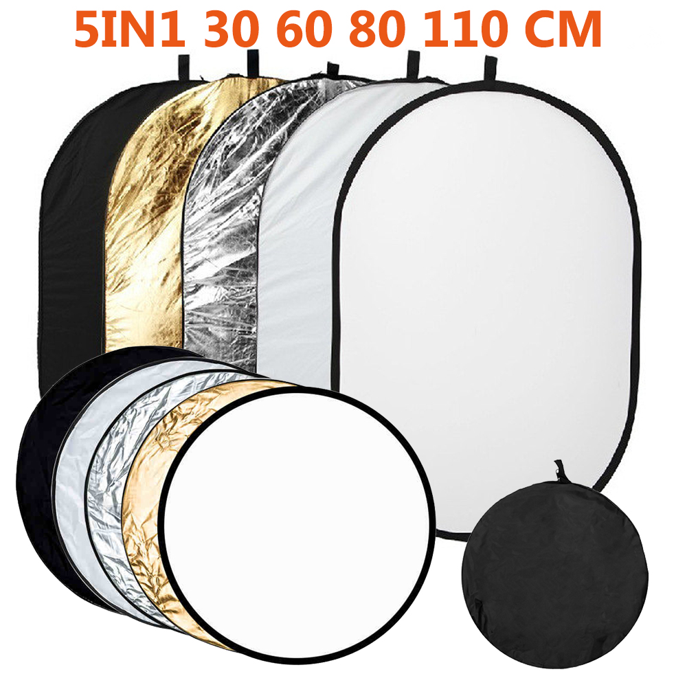 写真撮影用の5-in-1ポータブル反射板,110/80/60 - Reflector 5 In 1 110Cm のレビューと価格