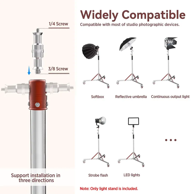 車輪付きで高さ調節可能なC型スタンド三脚。頑丈な3mステンレ - Studio Light Stand 3M Heavy Duty のレビューと価格