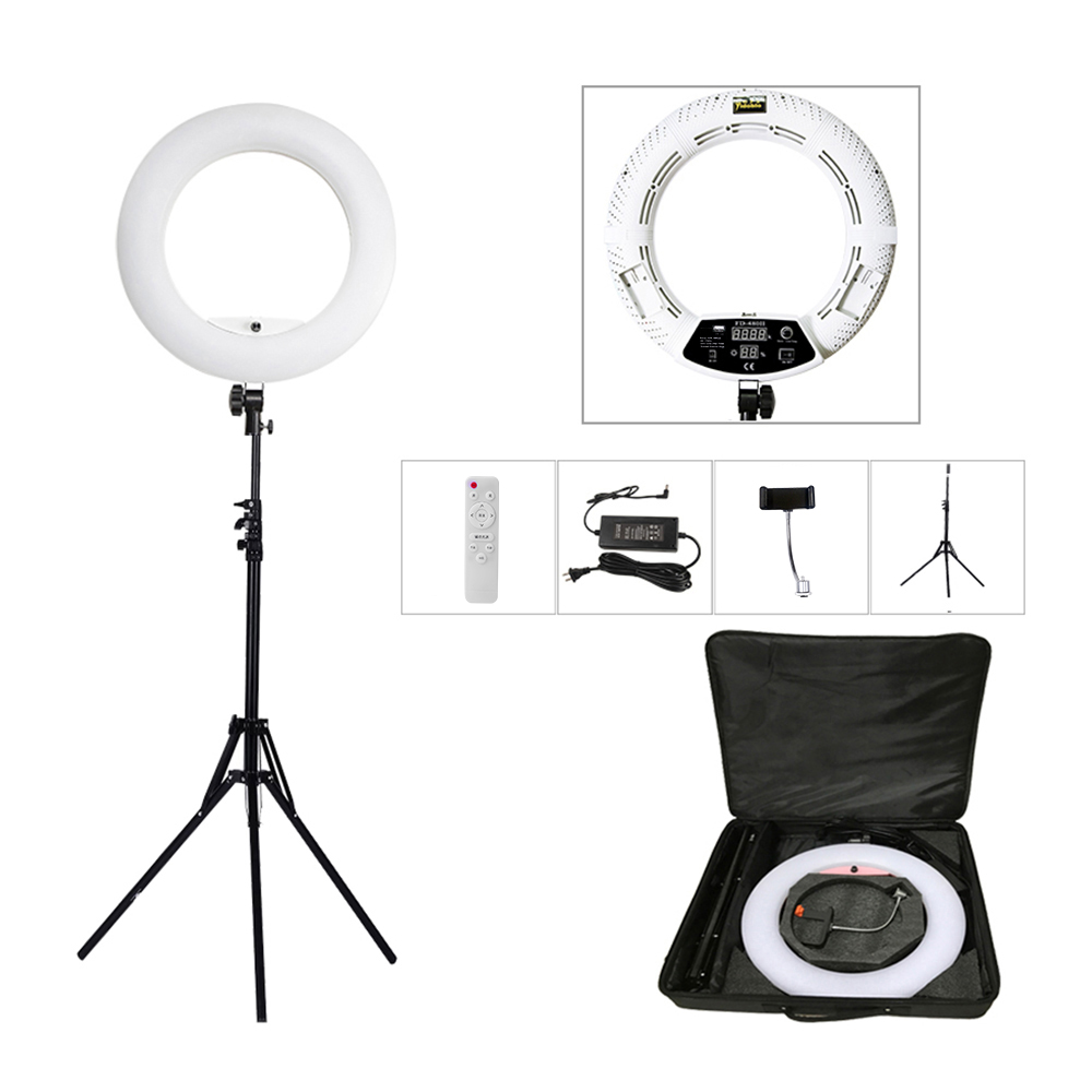18インチリングライトランプ、三脚付き、96Wセルフィーライ - Ring Light 18 Inch Studio のレビューと価格