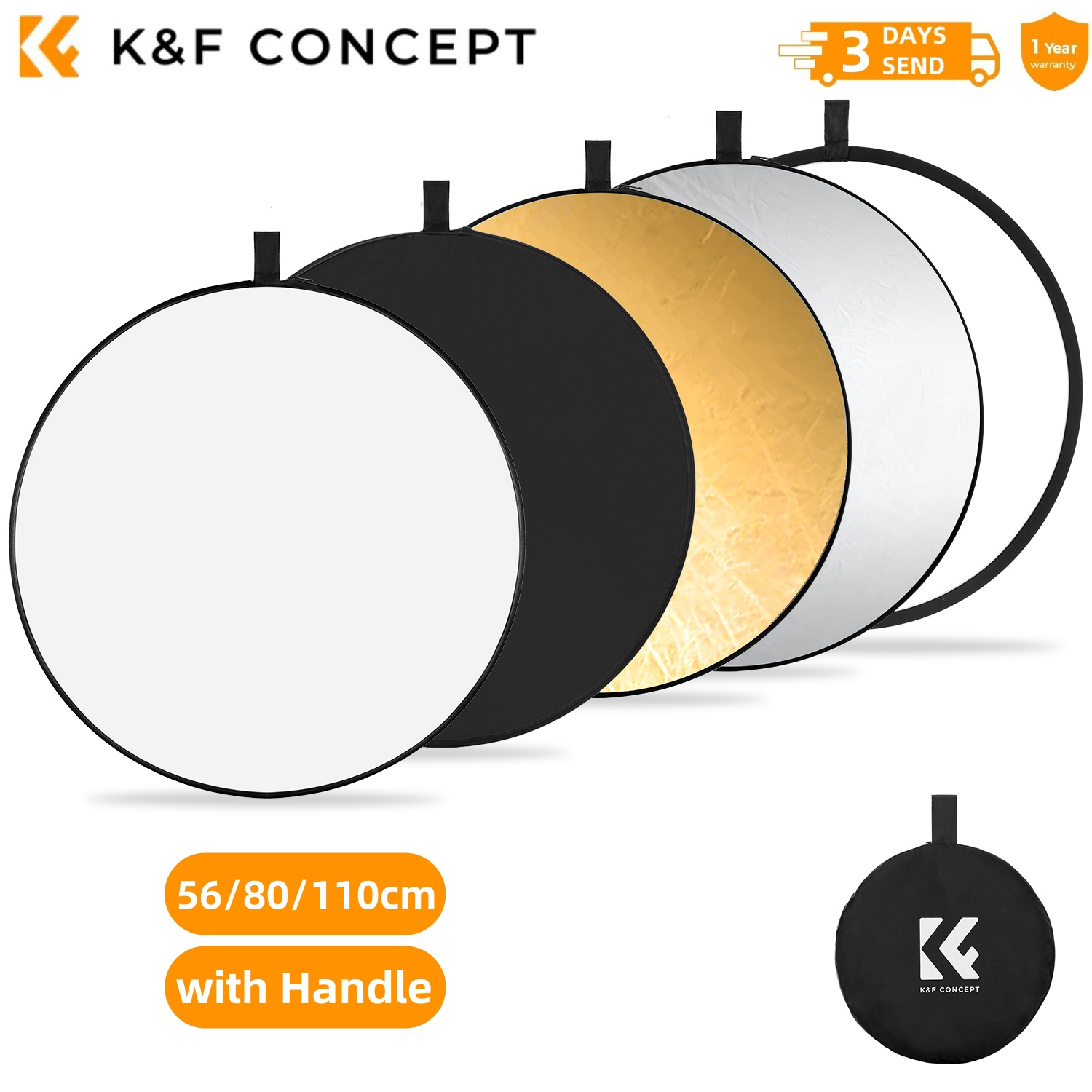 K&F CONCEPT 56/80/110cm 5-in-1 - Reflector 5 In 1 110Cm のレビューと価格