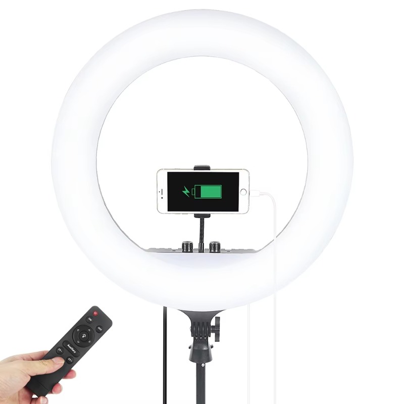 18インチリングライト、三脚スタンド付き、ライブビデオ、美容 - Ring Light 18 Inch Studio のレビューと価格