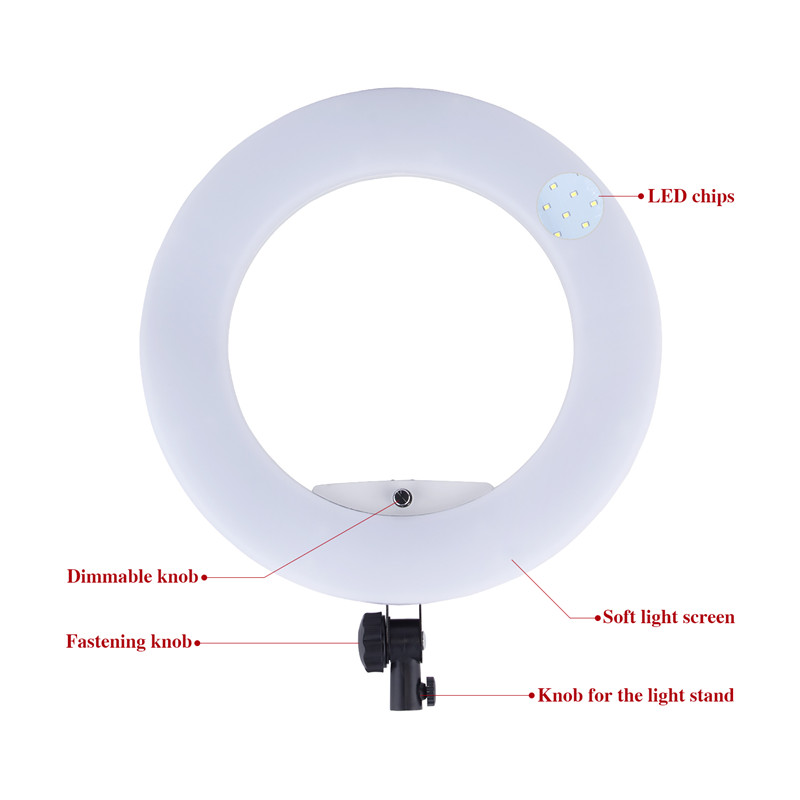 プロフェッショナルLEDランプ96W,18インチ (ydob - Ring Light 18 Inch Studio のレビューと価格
