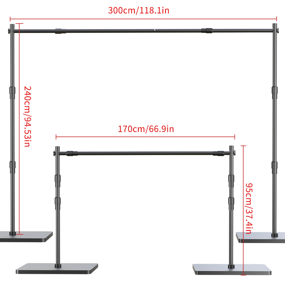 2.4×3mヘビーデューティー背景スタンド、写真背景サポート - Photography Backdrop Stand Kit のレビューと価格