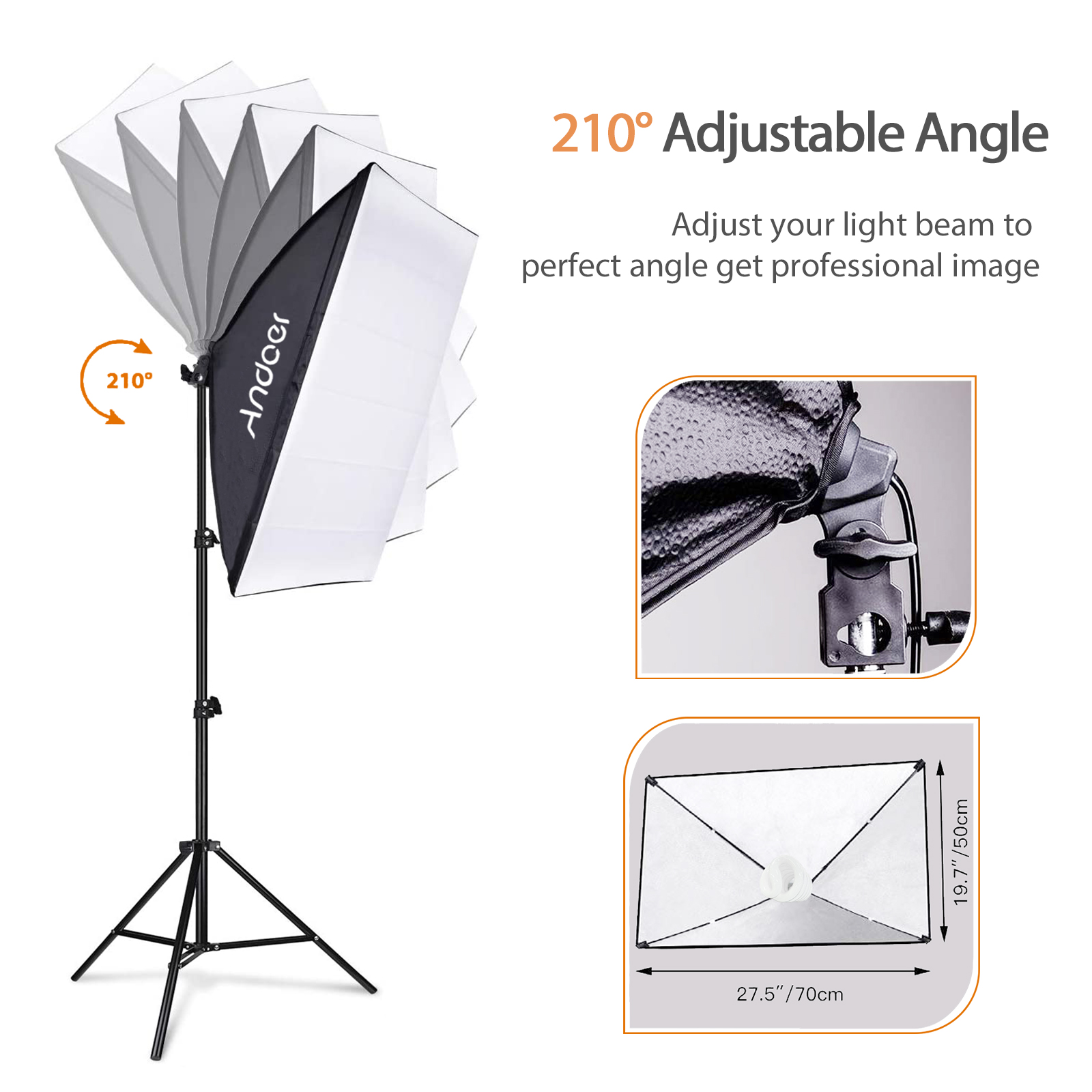Ander Studio写真ライトキット、ソフトボックス照明 - Photography Backdrop Stand Kit のレビューと価格