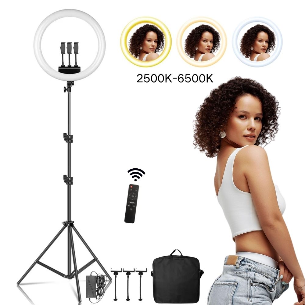 三脚スタンド付きLEDリングライト,セルフィービデオ,リモコ - Ring Light 18 Inch Studio のレビューと価格