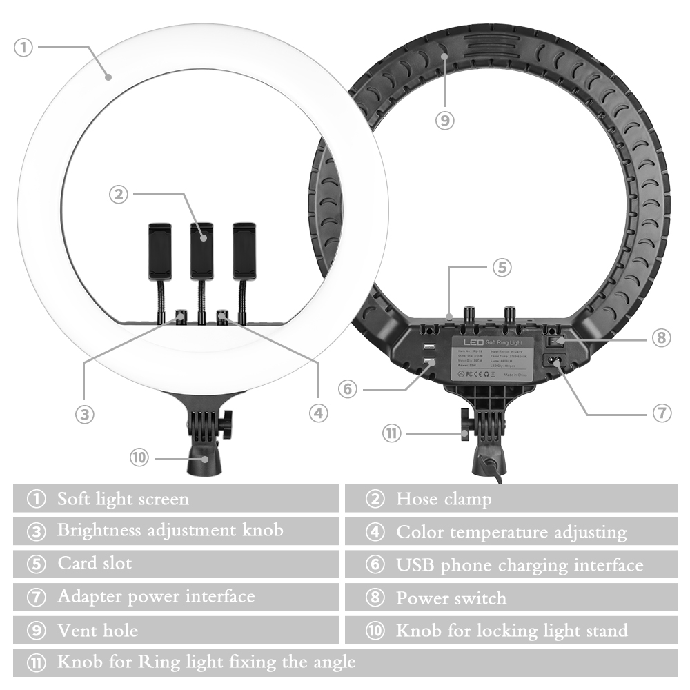 三脚スタンド付きLEDリングライト,セルフィービデオ,リモコ - Ring Light 18 Inch Studio のレビューと価格