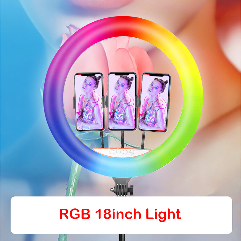 18インチRGBリングライトUSB充電式セルフィーLEDビデ - Ring Light 18 Inch Studio のレビューと価格