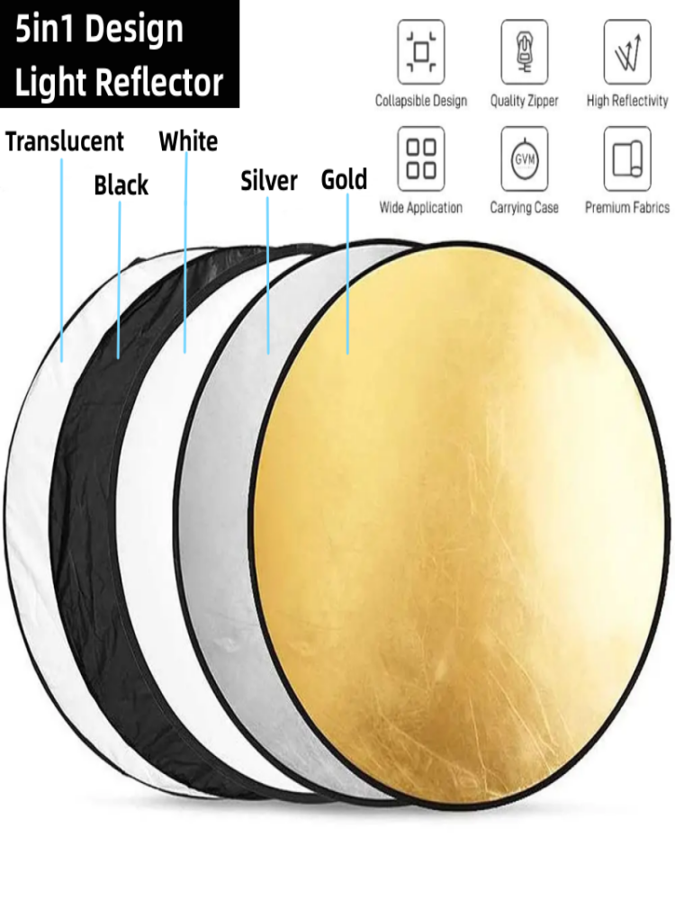 RF01 5in1 折りたたみラウンド写真撮影リフレクターフ - Reflector 5 In 1 110Cm のレビューと価格