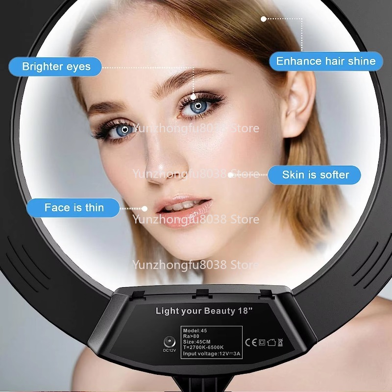 18インチのポータブル三脚照明キット、調光可能なLEDリング - Ring Light 18 Inch Studio のレビューと価格